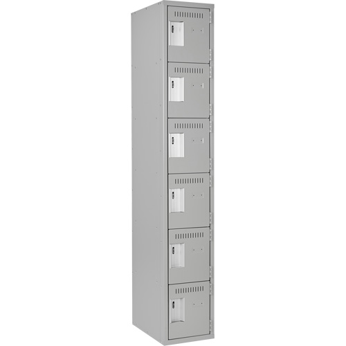 Clean Line Lockerettes, 6 -tier, 12" x 18" x 72", Steel, Grey, Rivet (Assembled) Maritime Industrial Rubber