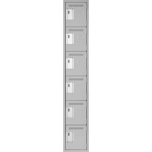 Clean Line Lockerettes, 6 -tier, 12" x 18" x 72", Steel, Grey, Rivet (Assembled) Maritime Industrial Rubber