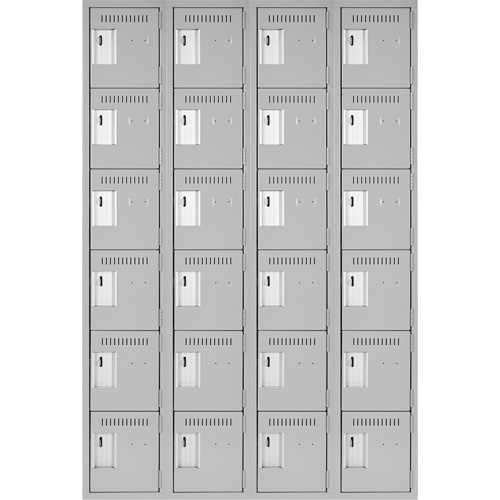Clean Line Lockerettes, 6 -tier, Bank of 4, 48" x 18" x 72", Steel, Grey, Rivet (Assembled) Maritime Industrial Rubber