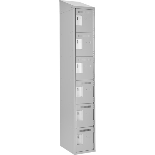 Petits casiers Clean Line, 6 niveaux, 12" x 18" x 78", Acier, Gris, Rivet (assembl&eacute;) Maritime Industrial Rubber