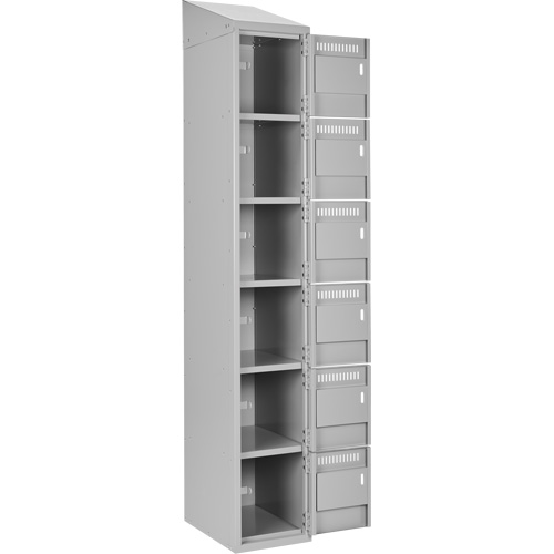 Clean Line Lockerette , 6 -tier, Bank of 4, 48" x 18" x 78", Steel, Grey, Rivet (Assembled) Maritime Industrial Rubber