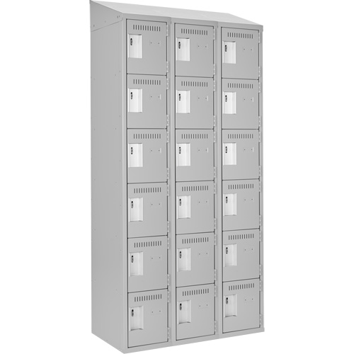 Clean Line Lockerette , 6 -tier, Bank of 3, 36" x 18" x 78", Steel, Grey, Rivet (Assembled) Maritime Industrial Rubber