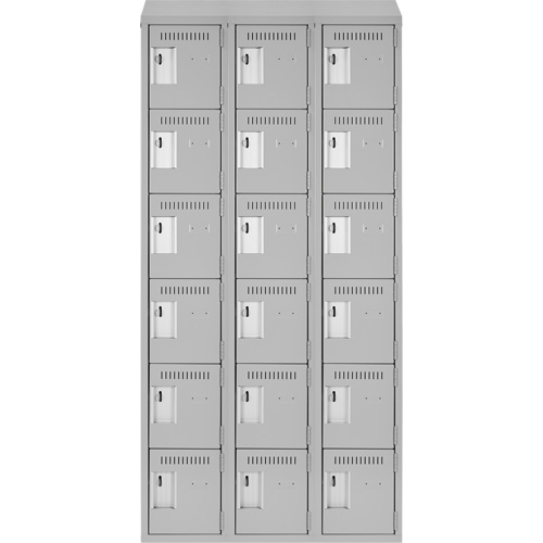 Clean Line Lockerette , 6 -tier, Bank of 3, 36" x 18" x 78", Steel, Grey, Rivet (Assembled) Maritime Industrial Rubber