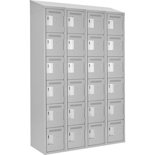 Clean Line Lockerette , 6 -tier, Bank of 4, 48" x 18" x 78", Steel, Grey, Rivet (Assembled) Maritime Industrial Rubber