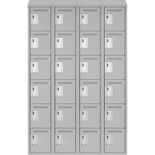 Clean Line Lockerette , 6 -tier, Bank of 4, 48" x 18" x 78", Steel, Grey, Rivet (Assembled) Maritime Industrial Rubber