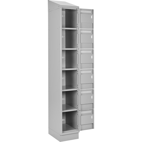 Clean Line Lockerette, 6 -tier, Bank of 3, 36" x 18" x 82", Steel, Grey, Rivet (Assembled) Maritime Industrial Rubber