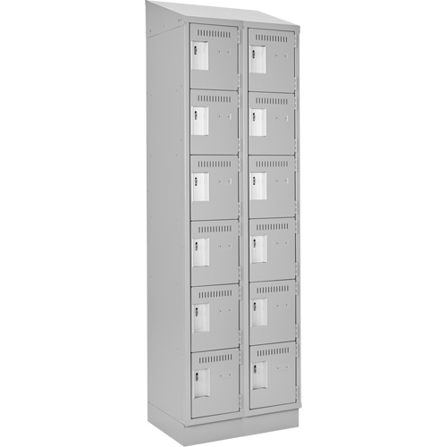 Clean Line Lockerette, 6 -tier, Bank of 2, 24" x 18" x 82", Steel, Grey, Rivet (Assembled) Maritime Industrial Rubber