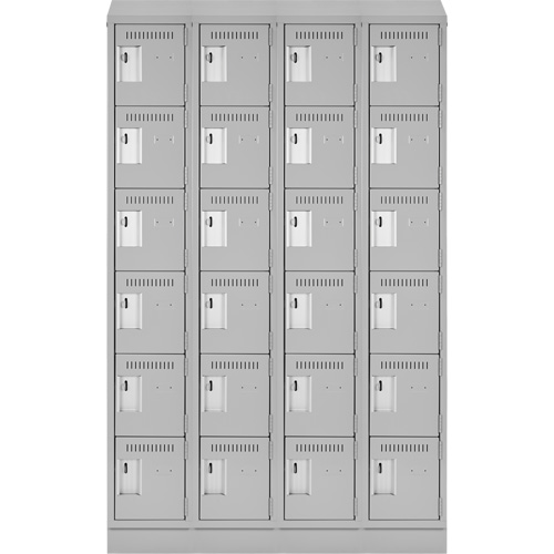 Clean Line Lockerette, 6 -tier, Bank of 4, 48" x 18" x 82", Steel, Grey, Rivet (Assembled) Maritime Industrial Rubber