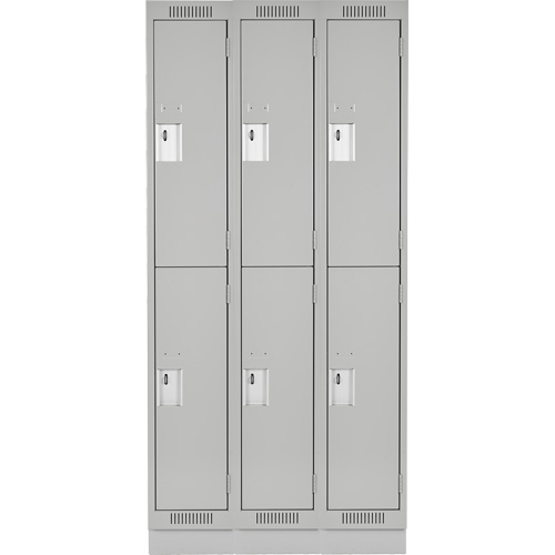 Clean Line Lockers, 2 -tier, Bank of 3, 36" x 18" x 76", Steel, Grey, Rivet (Assembled) Maritime Industrial Rubber