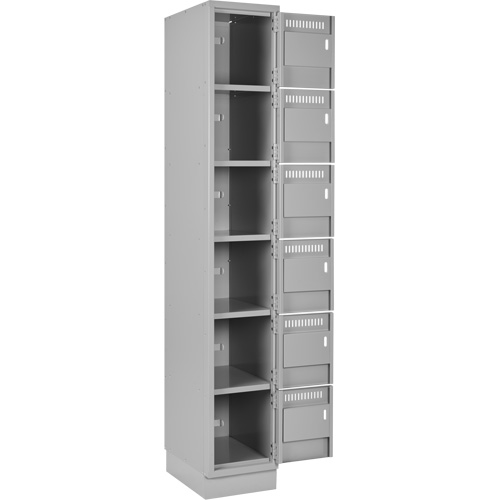 Clean Line Lockerette, 6 -tier, Bank of 4, 48" x 18" x 76", Steel, Grey, Rivet (Assembled) Maritime Industrial Rubber