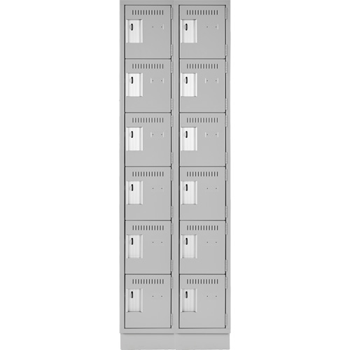Clean Line Lockerette, 6 -tier, Bank of 2, 24" x 18" x 76", Steel, Grey, Rivet (Assembled) Maritime Industrial Rubber