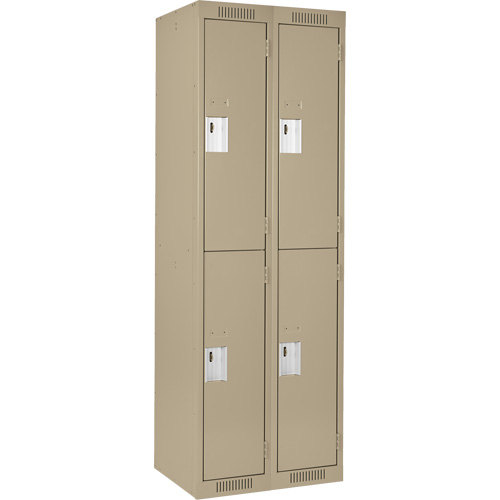 Clean Line Lockers, 2 -tier, Bank of 2, 24" x 18" x 72", Steel, Beige, Rivet (Assembled) Maritime Industrial Rubber