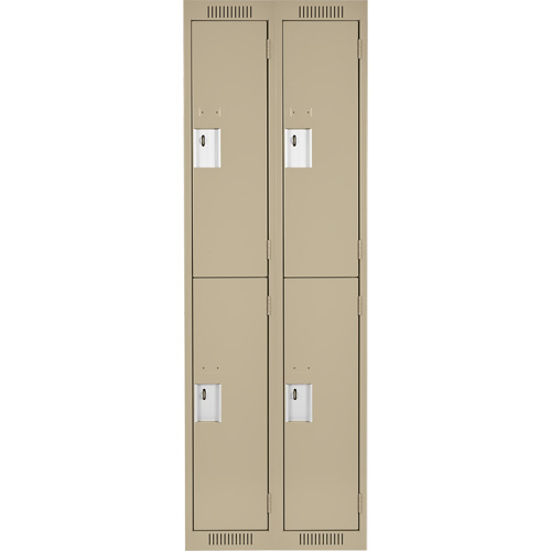 Clean Line Lockers, 2 -tier, Bank of 2, 24" x 18" x 72", Steel, Beige, Rivet (Assembled) Maritime Industrial Rubber