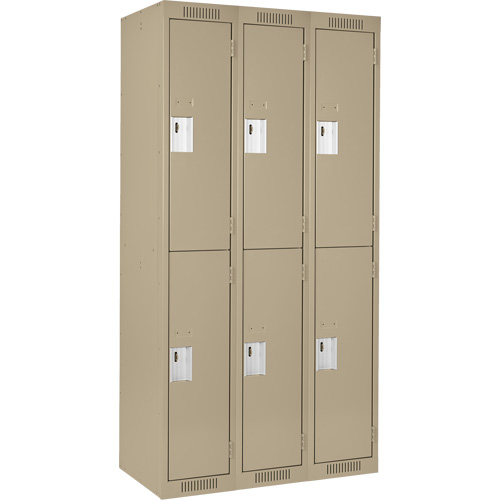 Clean Line Lockers, 2 -tier, Bank of 3, 36" x 18" x 72", Steel, Beige, Rivet (Assembled) Maritime Industrial Rubber