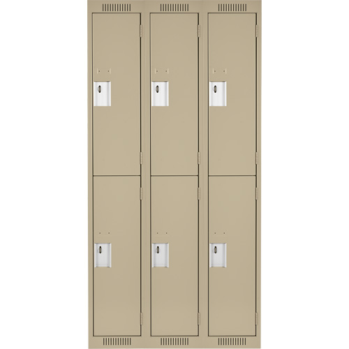 Clean Line Lockers, 2 -tier, Bank of 3, 36" x 18" x 72", Steel, Beige, Rivet (Assembled) Maritime Industrial Rubber