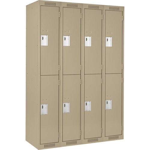 Clean Line Lockers, 2 -tier, Bank of 4, 48" x 18" x 72", Steel, Beige, Rivet (Assembled) Maritime Industrial Rubber