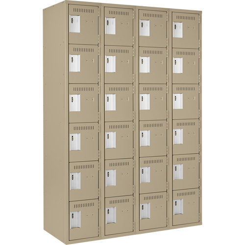 Clean Line Lockerette, 6 -tier, Bank of 4, 48" x 18" x 72", Steel, Beige, Rivet (Assembled) Maritime Industrial Rubber