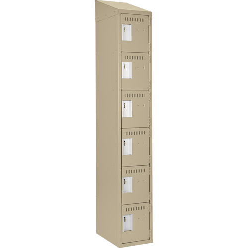 Petits casiers Clean Line, 6 niveaux, 12" x 18" x 78", Acier, Beige, Rivet (assembl&eacute;) Maritime Industrial Rubber