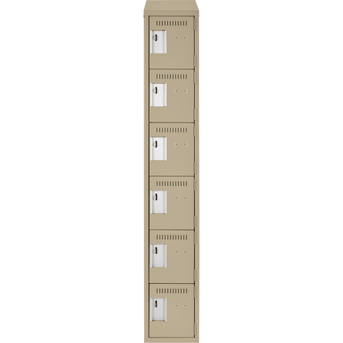 Petits casiers Clean Line, 6 niveaux, 12" x 18" x 78", Acier, Beige, Rivet (assembl&eacute;) Maritime Industrial Rubber