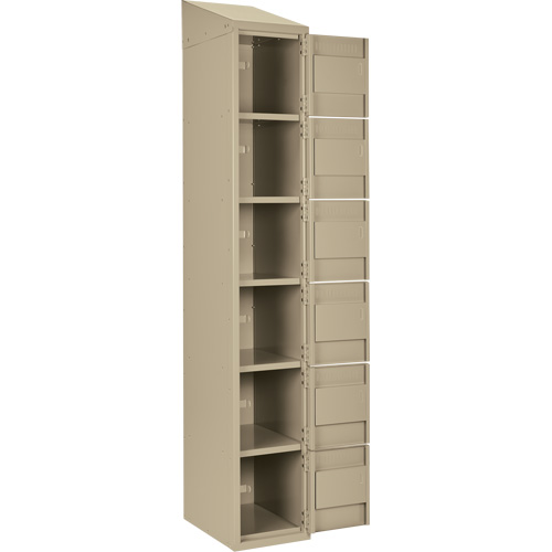 Clean Line Lockerette, 6 -tier, Bank of 3, 36" x 18" x 78", Steel, Beige, Rivet (Assembled) Maritime Industrial Rubber
