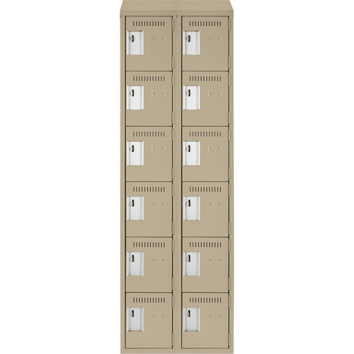 Clean Line Lockerette, 6 -tier, Bank of 2, 24" x 18" x 78", Steel, Beige, Rivet (Assembled) Maritime Industrial Rubber