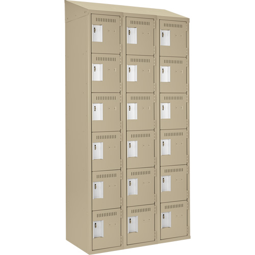 Clean Line Lockerette, 6 -tier, Bank of 3, 36" x 18" x 78", Steel, Beige, Rivet (Assembled) Maritime Industrial Rubber