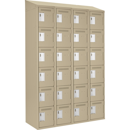 Clean Line Lockerette, 6 -tier, Bank of 4, 48" x 18" x 78", Steel, Beige, Rivet (Assembled) Maritime Industrial Rubber