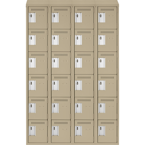 Clean Line Lockerette, 6 -tier, Bank of 4, 48" x 18" x 78", Steel, Beige, Rivet (Assembled) Maritime Industrial Rubber