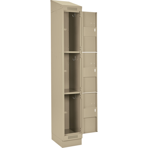 Clean Line Lockers, 3 -tier, Bank of 4, 48" x 18" x 82", Steel, Beige, Rivet (Assembled) Maritime Industrial Rubber