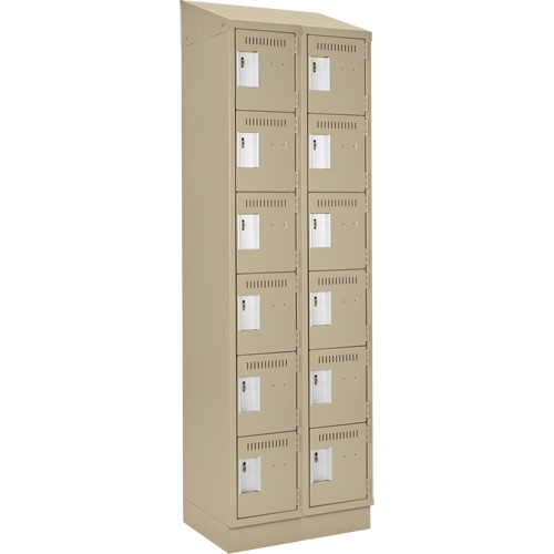 Clean Line Lockerette , 6 -tier, Bank of 2, 24" x 18" x 82", Steel, Beige, Rivet (Assembled) Maritime Industrial Rubber
