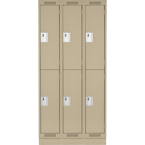 Clean Line Lockers, 2 -tier, Bank of 3, 36" x 18" x 76", Steel, Beige, Rivet (Assembled) Maritime Industrial Rubber