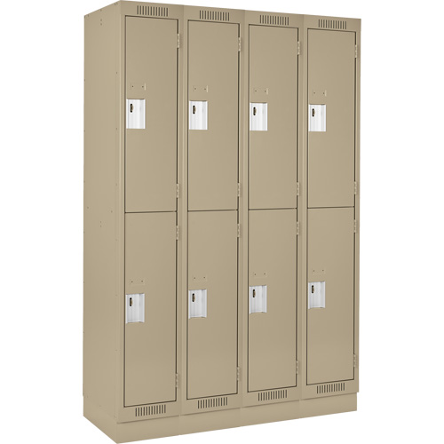 Clean Line Lockers, 2 -tier, Bank of 4, 48" x 18" x 76", Steel, Beige, Rivet (Assembled) Maritime Industrial Rubber