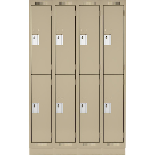 Clean Line Lockers, 2 -tier, Bank of 4, 48" x 18" x 76", Steel, Beige, Rivet (Assembled) Maritime Industrial Rubber