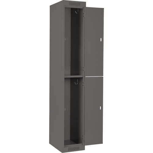 Clean Line Lockers, 2 -tier, Bank of 3, 36" x 18" x 72", Steel, Charcoal, Rivet (Assembled) Maritime Industrial Rubber