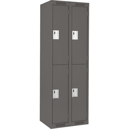 Clean Line Lockers, 2 -tier, Bank of 2, 24" x 18" x 72", Steel, Charcoal, Rivet (Assembled) Maritime Industrial Rubber