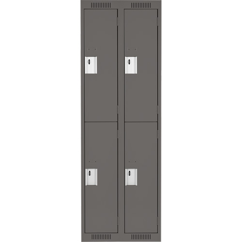 Clean Line Lockers, 2 -tier, Bank of 2, 24" x 18" x 72", Steel, Charcoal, Rivet (Assembled) Maritime Industrial Rubber