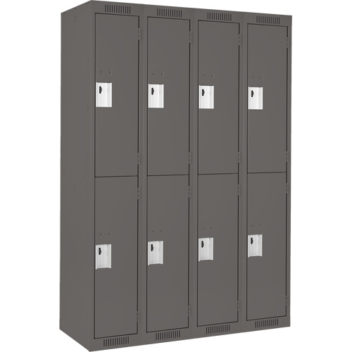 Clean Line Lockers, 2 -tier, Bank of 4, 48" x 18" x 72", Steel, Charcoal, Rivet (Assembled) Maritime Industrial Rubber