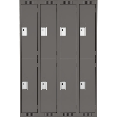 Clean Line Lockers, 2 -tier, Bank of 4, 48" x 18" x 72", Steel, Charcoal, Rivet (Assembled) Maritime Industrial Rubber