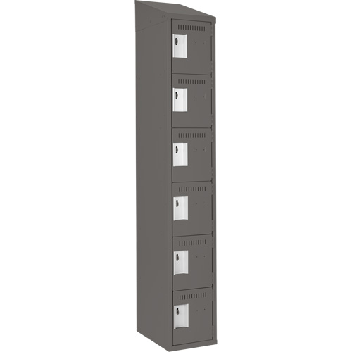 Clean Line Lockerette, 6 -tier, 12" x 18" x 78", Steel, Charcoal, Rivet (Assembled) Maritime Industrial Rubber
