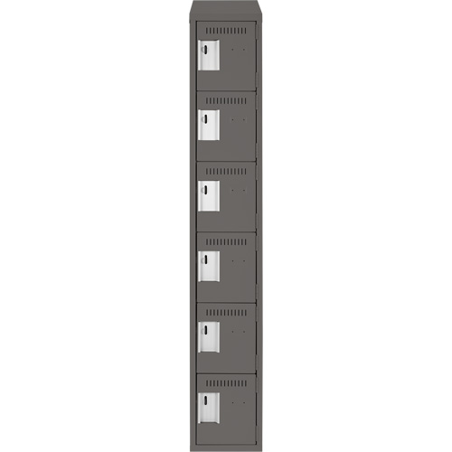 Clean Line Lockerette, 6 -tier, 12" x 18" x 78", Steel, Charcoal, Rivet (Assembled) Maritime Industrial Rubber
