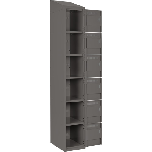 Clean Line Lockerette, 6 -tier, Bank of 4, 48" x 18" x 78", Steel, Charcoal, Rivet (Assembled) Maritime Industrial Rubber