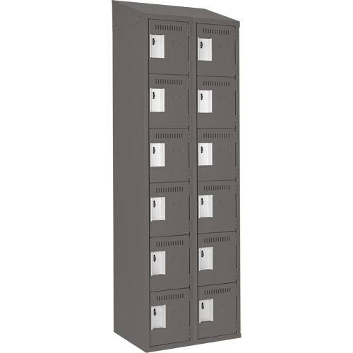Clean Line Lockerette, 6 -tier, Bank of 2, 24" x 18" x 78", Steel, Charcoal, Rivet (Assembled) Maritime Industrial Rubber