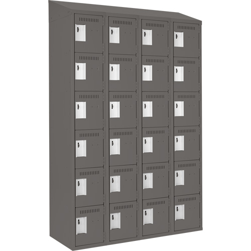 Clean Line Lockerette, 6 -tier, Bank of 4, 48" x 18" x 78", Steel, Charcoal, Rivet (Assembled) Maritime Industrial Rubber