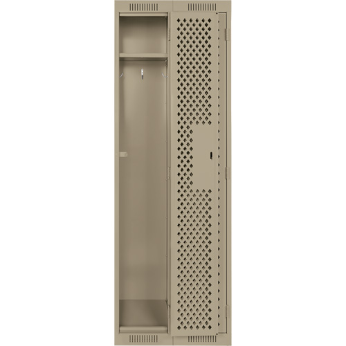 Clean Line Lockers, Bank of 2, 24" x 15" x 72", Steel, Beige, Rivet (Assembled), Perforated Maritime Industrial Rubber