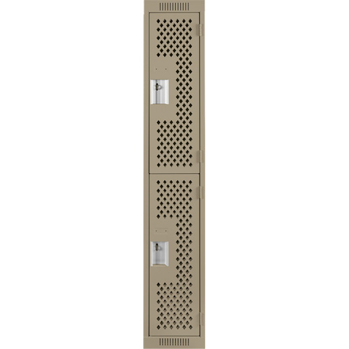 Casiers Clean Line, 2 niveaux, 12" x 15" x 72", Acier, Beige, Rivet (assembl&eacute;), Perfor&eacute; Maritime Industrial Rubber