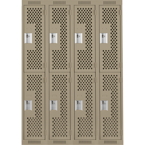 Casiers Clean Line, 2 niveaux, Bloc de 4, 48" x 15" x 72", Acier, Beige, Rivet (assembl&eacute;), Perfor&eacute; Maritime Industrial Rubber