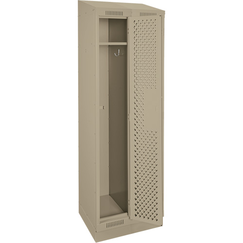 Clean Line Lockers, Bank of 2, 24" x 18" x 82", Steel, Beige, Rivet (Assembled), Perforated Maritime Industrial Rubber