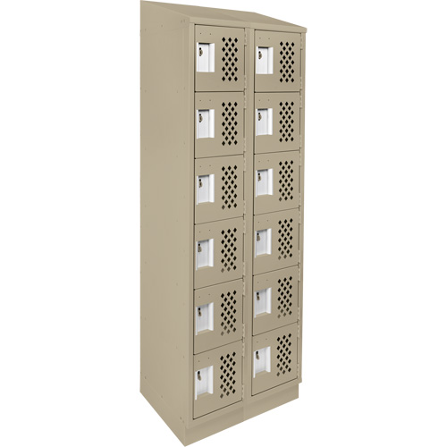 Assembled Lockerettes Clean Line Perforated Economy Lockers, 6 -tier, Bank of 2, 18" x 72" x 12", Steel Maritime Industrial Rubber