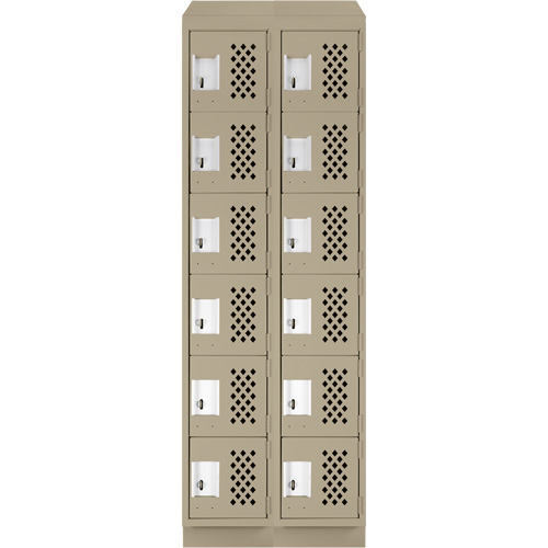 Assembled Lockerettes Clean Line Perforated Economy Lockers, 6 -tier, Bank of 2, 18" x 72" x 12", Steel Maritime Industrial Rubber