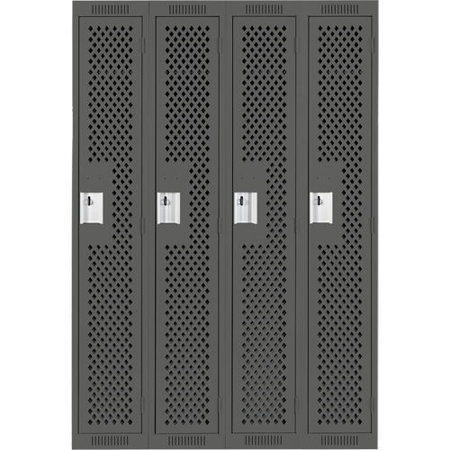 Casiers Clean Line, Bloc de 4, 48" x 12" x 72", Acier, Charbon, Rivet (assembl&eacute;), Perfor&eacute; Maritime Industrial Rubber
